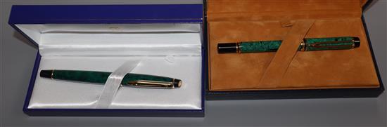 Two cased Waterman fountain pens, one with 18k nib